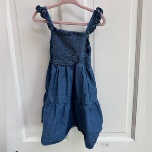 NWOT Lucky Penny 3T Girls Casual Blue Denim Sleevess Dress with Ruffle Straps